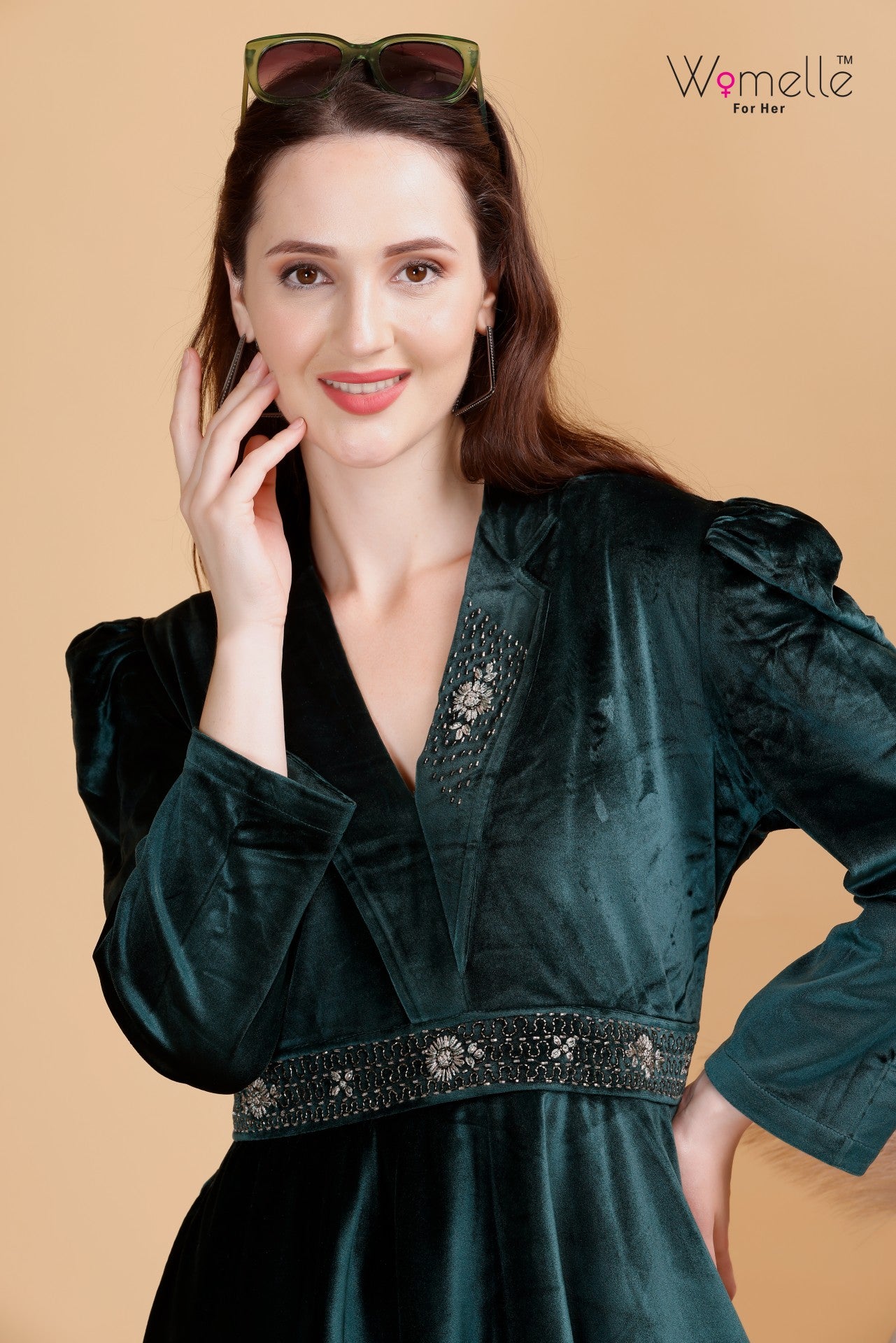 Women's Luxurious Velvet Green Co-ord Set