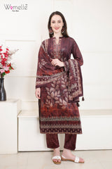 Women's Burgundy Floral Kurta Set