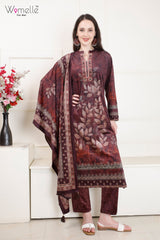 Women's Burgundy Floral Kurta Set