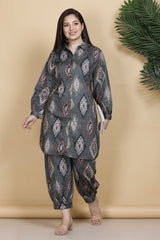 Chic Ikat Print Kurta Set