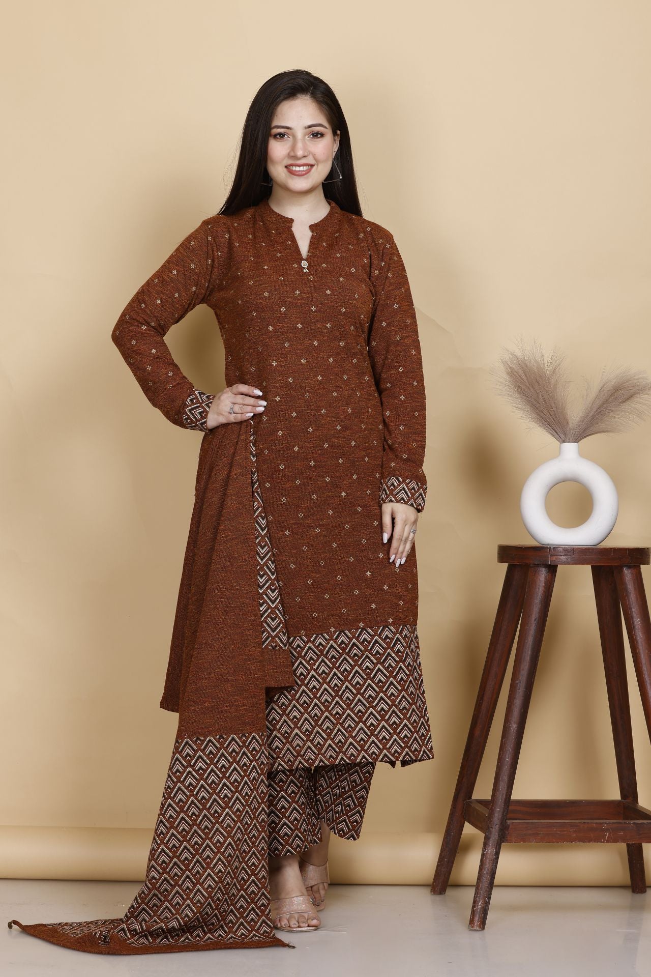 Women's Woolen Embroidered Suit Set