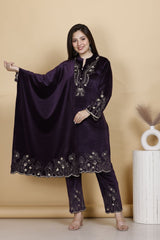 Regal Embroidered Velvet Kurta Set