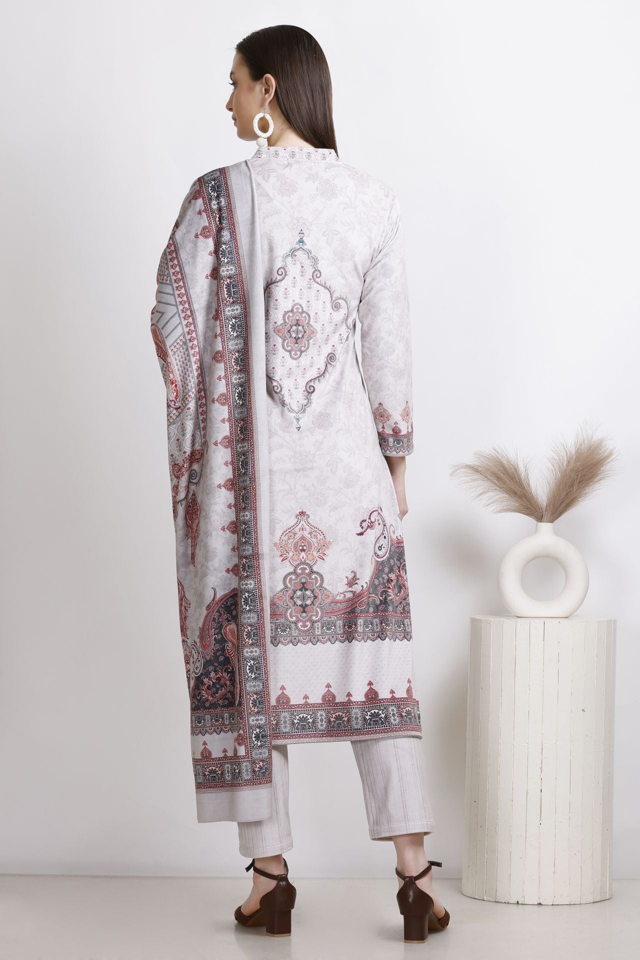 Printed Woollen Straight Kurta Set