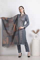 Multi-Pattern Woollen Kurta Set