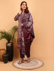 Royal Plum Woollen Kurta Set