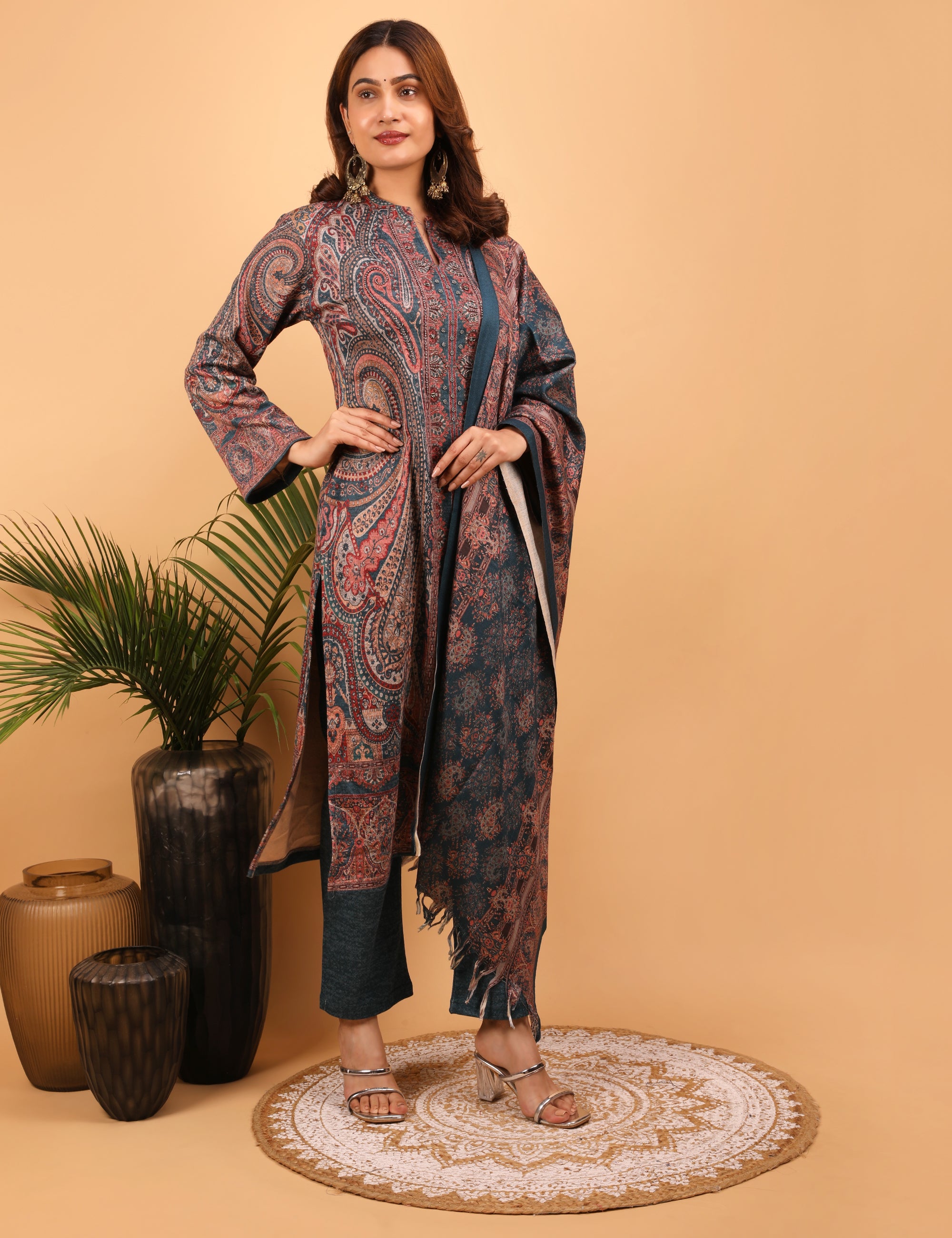 Regal Paisley Woollen Kurta Set