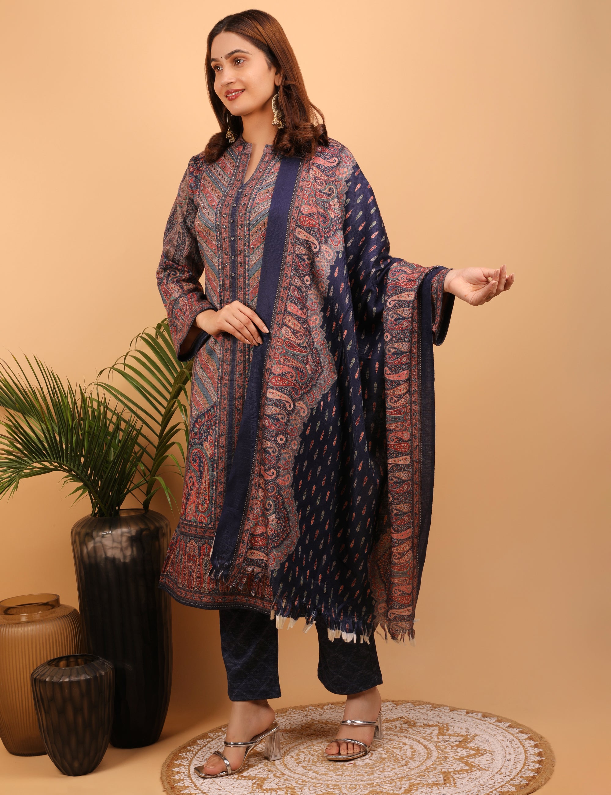 Majestic Midnight Woollen Kurta Set