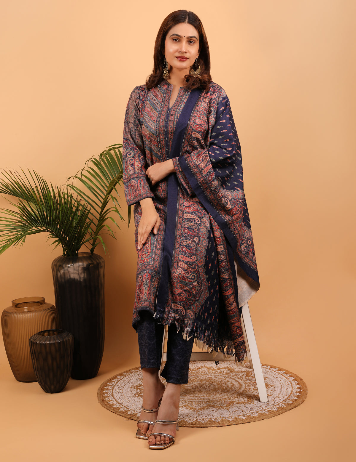 Majestic Midnight Woollen Kurta Set