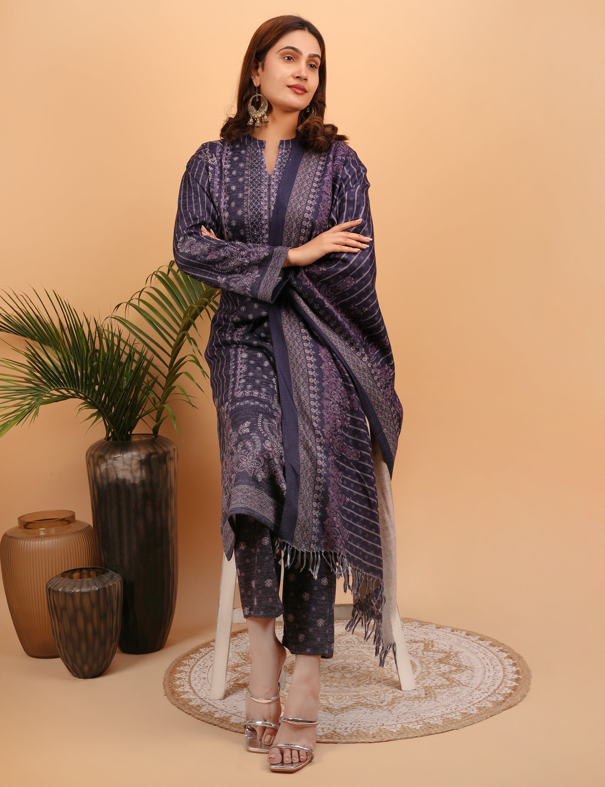 Mystic Violet Woollen Kurta Set