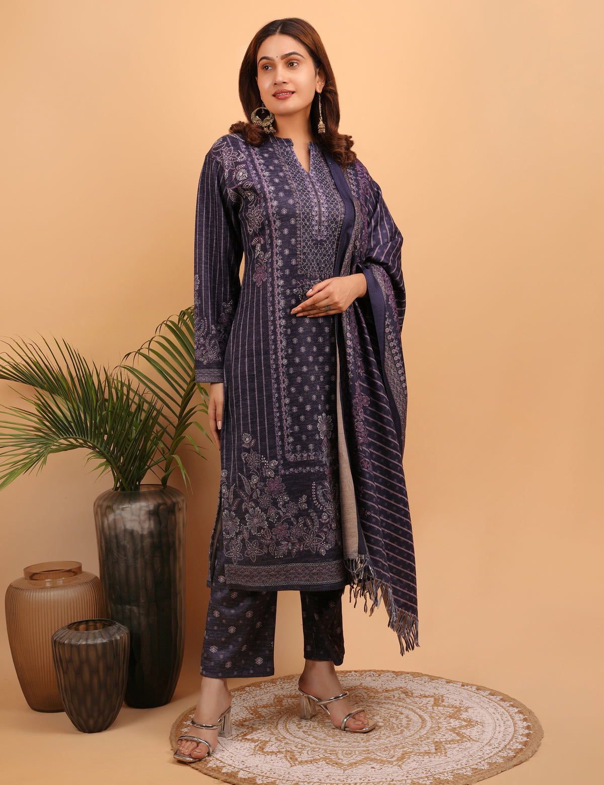 Mystic Violet Woollen Kurta Set