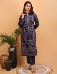 Mystic Violet Woollen Kurta Set