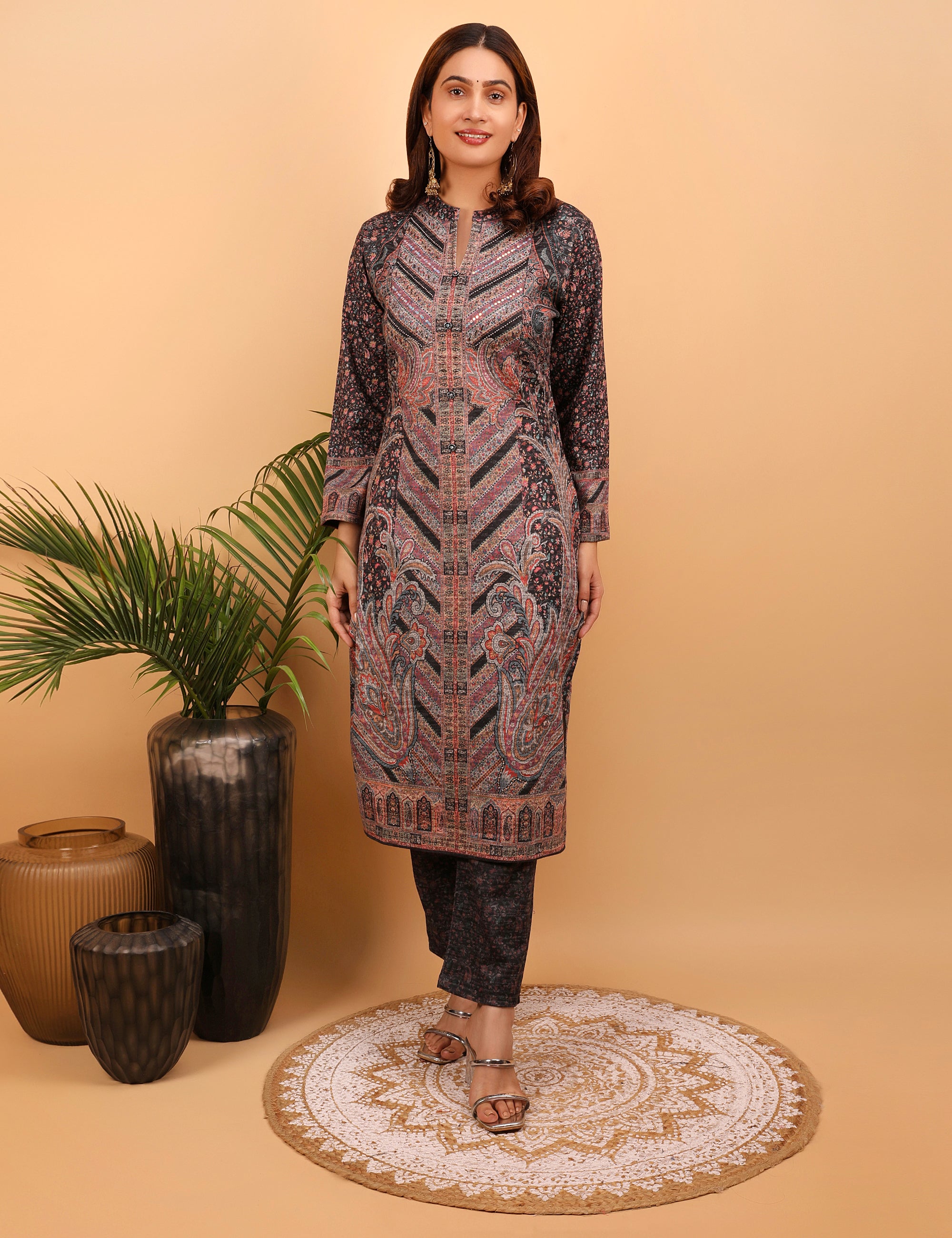 Midnight Paisley Woolen Kurta Set