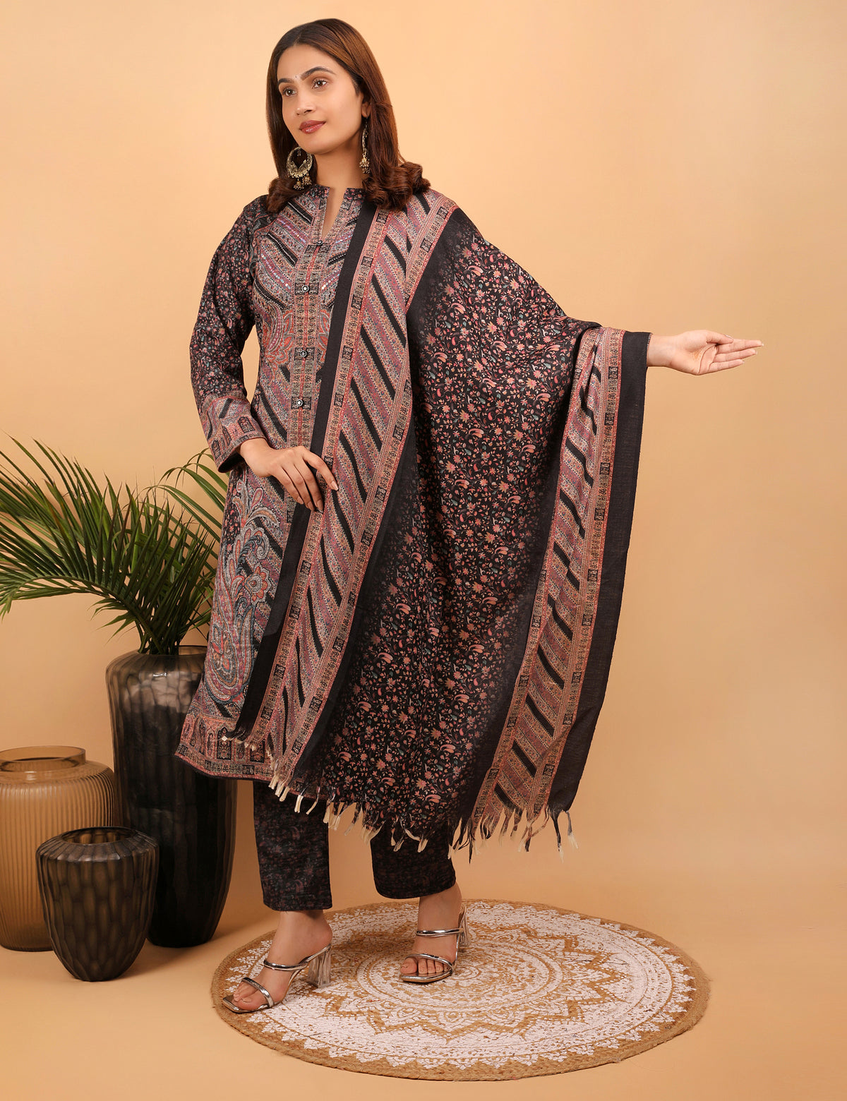 Midnight Paisley Woolen Kurta Set