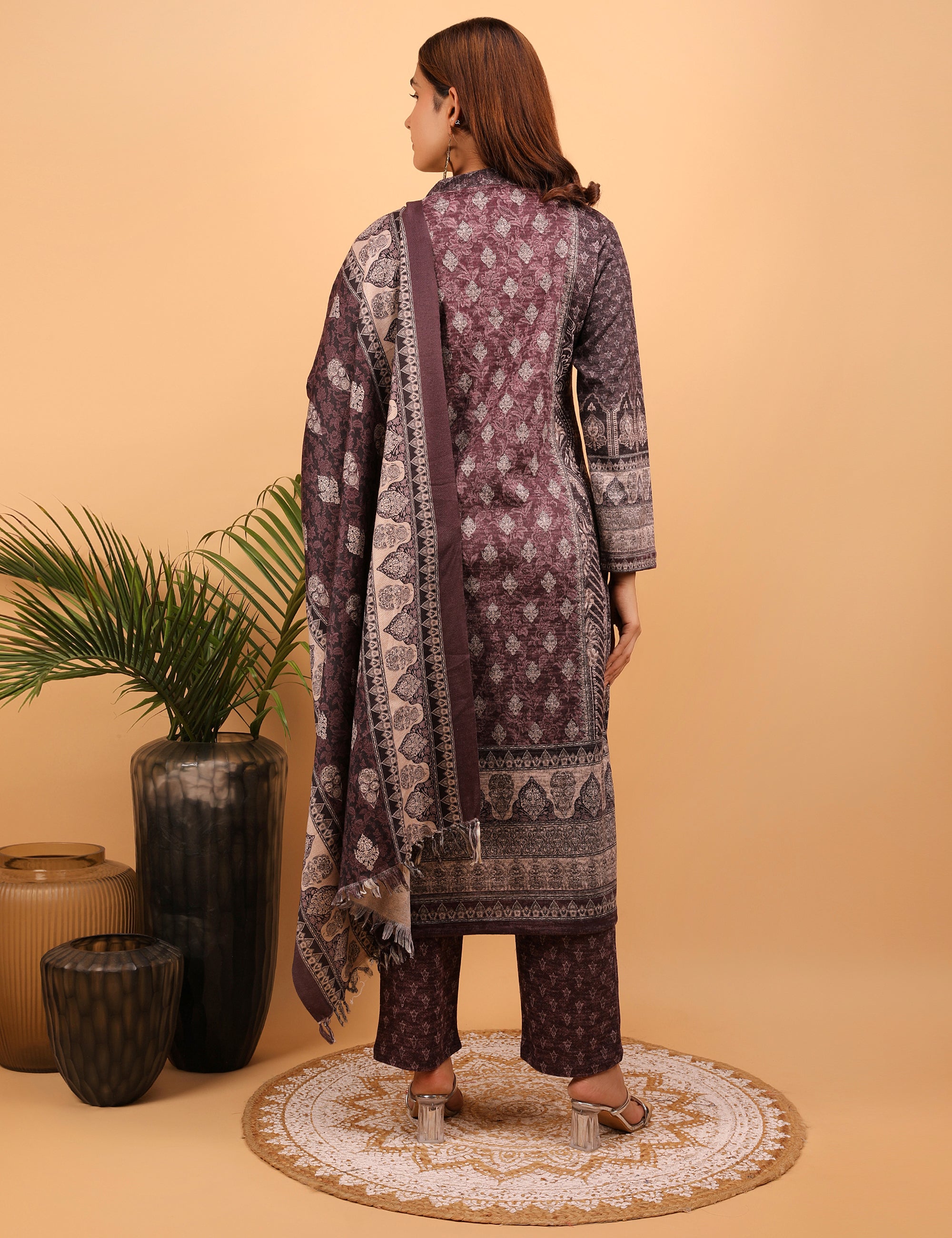 Vintage Violet Woolen Kurta Set