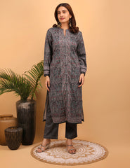 Midnight Blossom Woolen Kurta Set