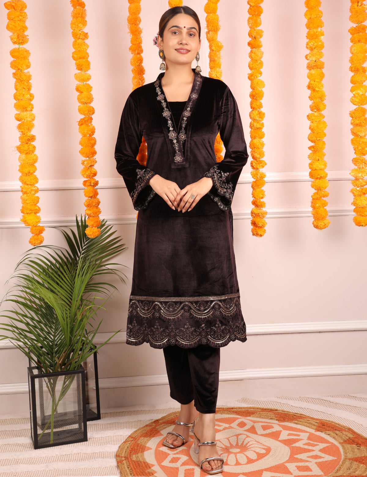 Velvet Mulberry Kurta Set