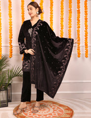 Velvet Wine Opulence Kurta Set