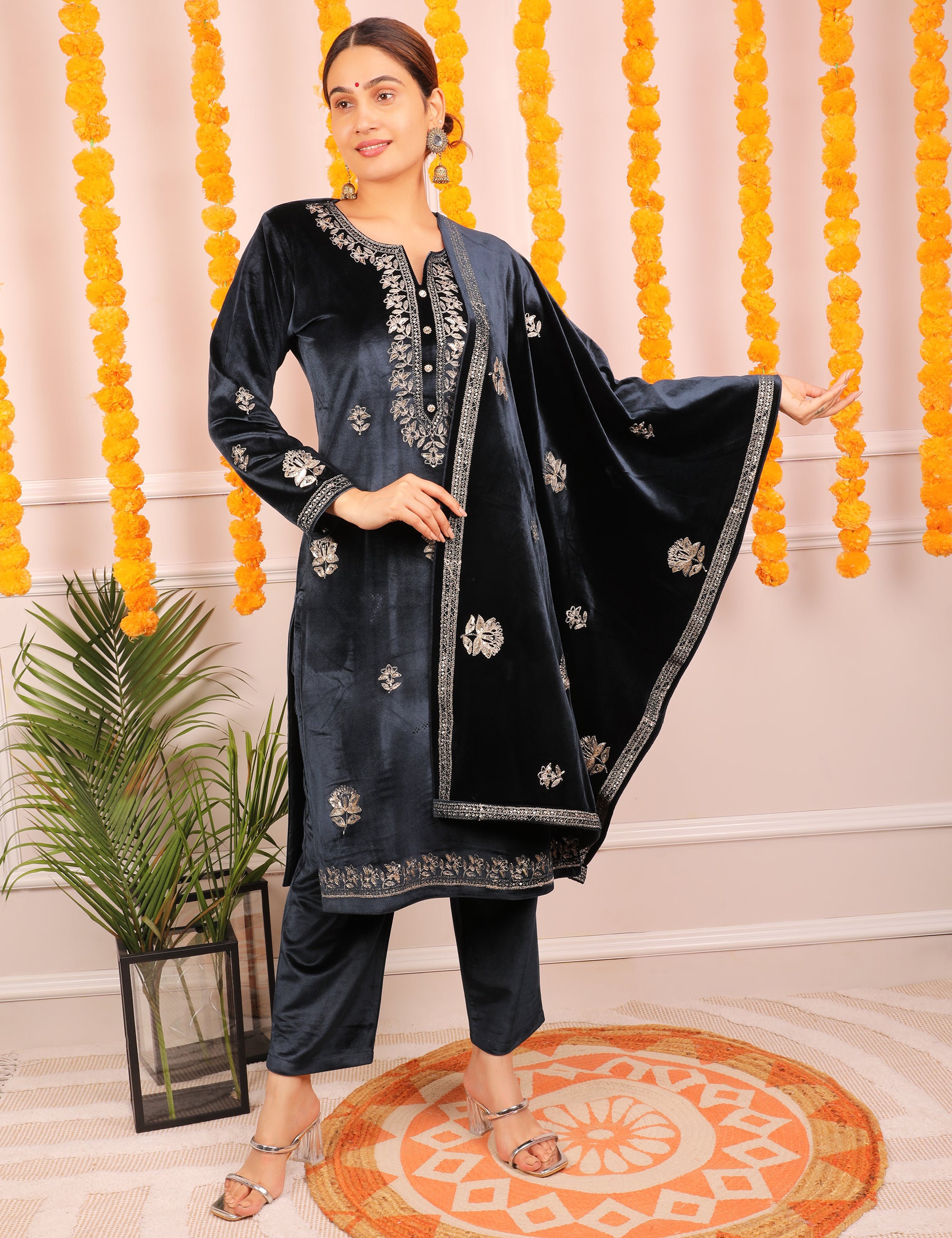 Velvet Elegance Kurta Set